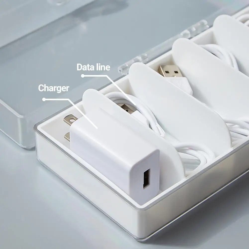 

Practical Cable Container 6 Compartments Storage Data Line Storage Container Desktop Thickened Data Line Organizer