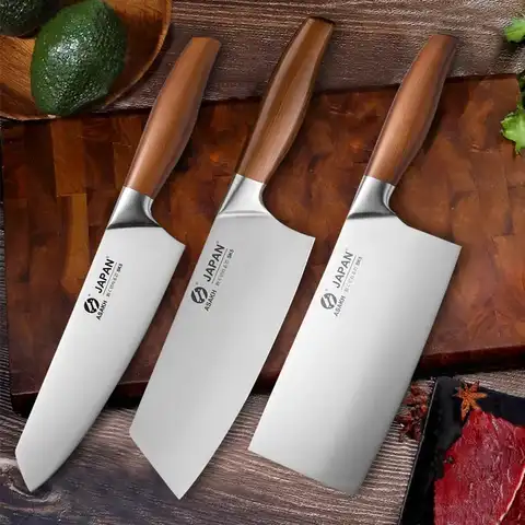 Набор японских шеф-ножей из нержавеющей стали, предметы для измельчения мяса, мясника, мясника, китайский кухонный нож в подарочной коробке
