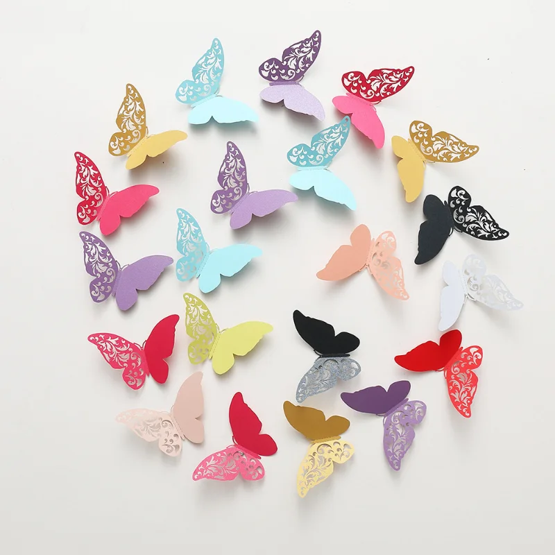 

12Pcs Half Hollow 3D Butterfly Wall Stickers Self-adhesive Wall Decals For Wedding Kids Living room Background Home Decoration