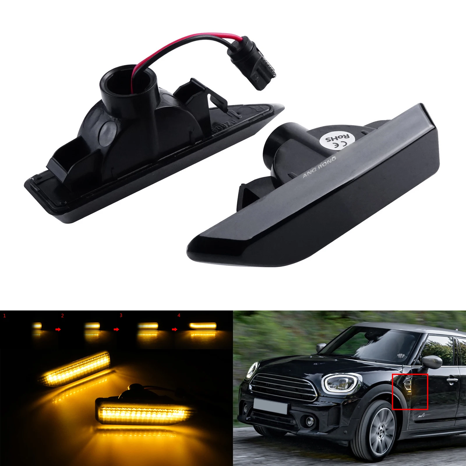 

Sequential Amber LED Side Marker Turn Signal Light For 17-up Mini F60 Countryman
