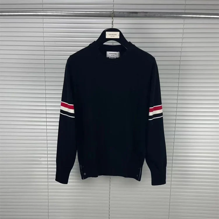 TB Tom осень/зима новый двусторонний шерстяной свитер с круглым вырезом и длинными