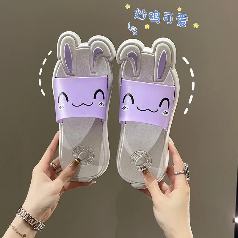 Cuddy Panda Women Slippers 2023 New Summer Outdoor Slipper Kawaii Cartoon Paw Ladies Sandals Girls Cute Rabbit Shoes Slides