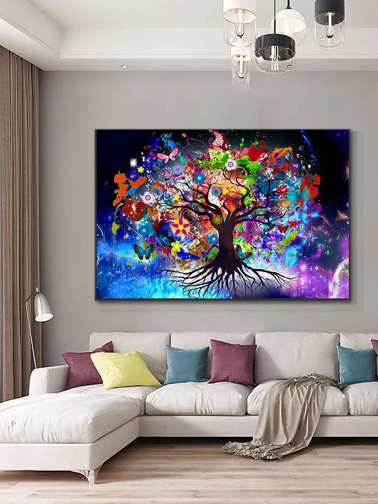 

Abstract Colored Tree Landscape Pop Art Painting Canvas Prints For Wall Decor