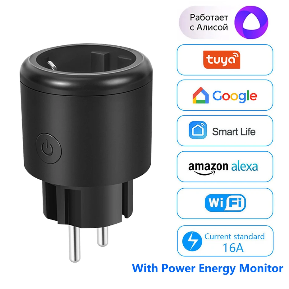 

NEW WiFi Smart Socket 16A EU UK Smart Plug Tuya Smart Life APP Work with Alexa Google Home Smart Home Yandex Alice Station
