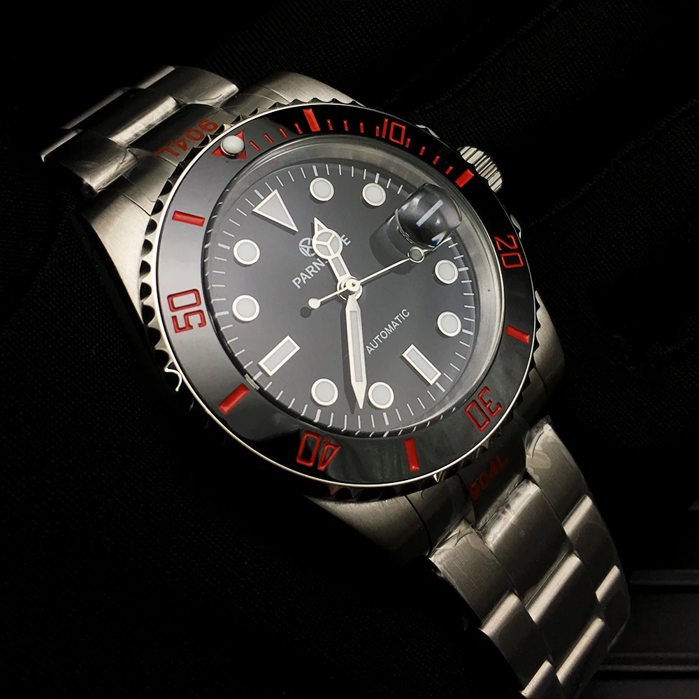 PARNASREE Automatic Watch Men's Miyota 8215 movement Men's Mechanical Watch Sapphire Luminous Dial Diving Watch 50M enlarge