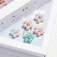 10pcs 3d pearl flower nail charms sweet korea style diamond manicure rhinestones assorted white floret for nail art diy crafting