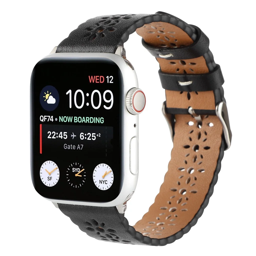 Leather Lace strap For Applewatch band 49mm 45mm 41mm 44mm 40mm 38mm Breathable Watchband For iWatch 8 7 6 se 5 4 3 2 Bracelet