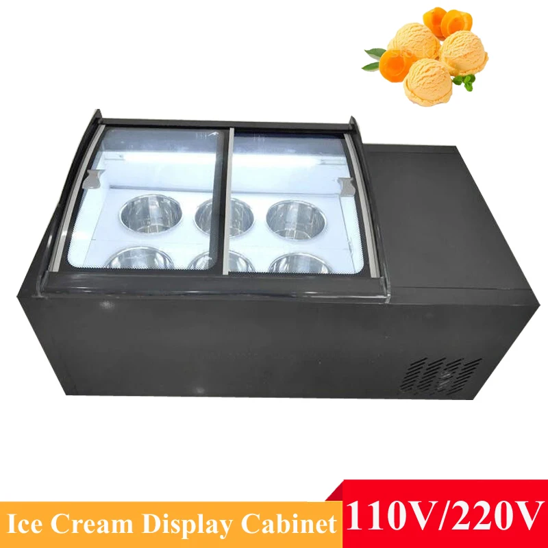 

Commercial Glass Door Showcase Ice Porridge Freezer Cold Drink Refrigerator Hard Ice Cream Display Cabinet 190W