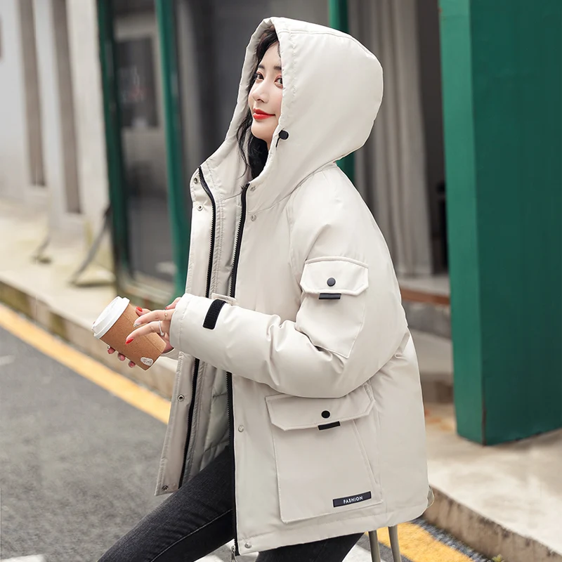 Women's Winter Oversize Jacket Down Cotton Padded Coat Female Loose Casual Overcoat Female Fashion Hooded Short Parkas