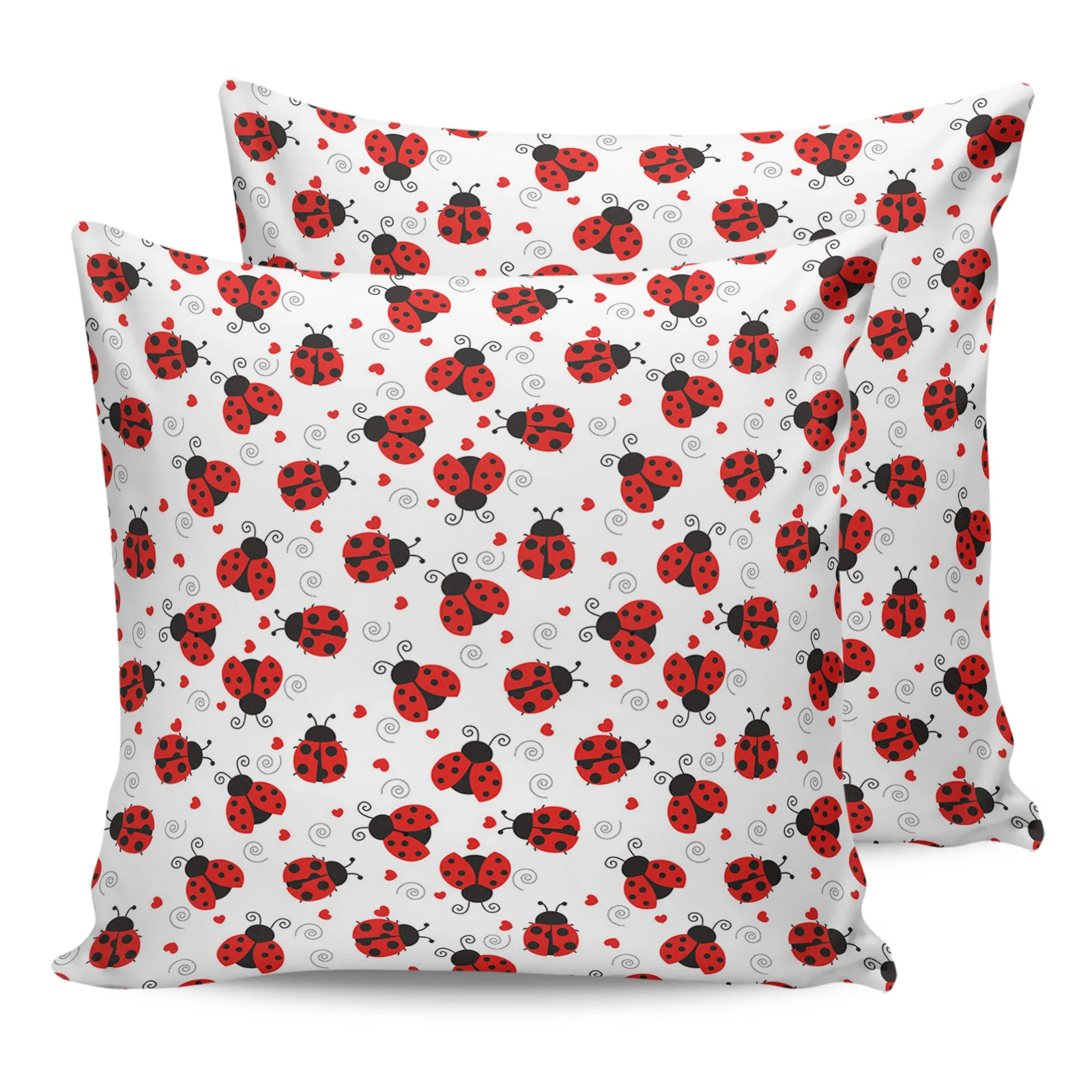 

2PC Pillowcase Red Ladybug White Background Sofa Cushion Cover Bed Dakimakura Pillow Cover House Home Decorative Pillow Cases