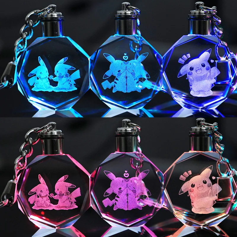 

Pokemon Anime Figure Toy Pikachu Togepi Charizard Eevee Jigglypuff Crystal Luminous Keychain Pendant Children Birthday Gifts