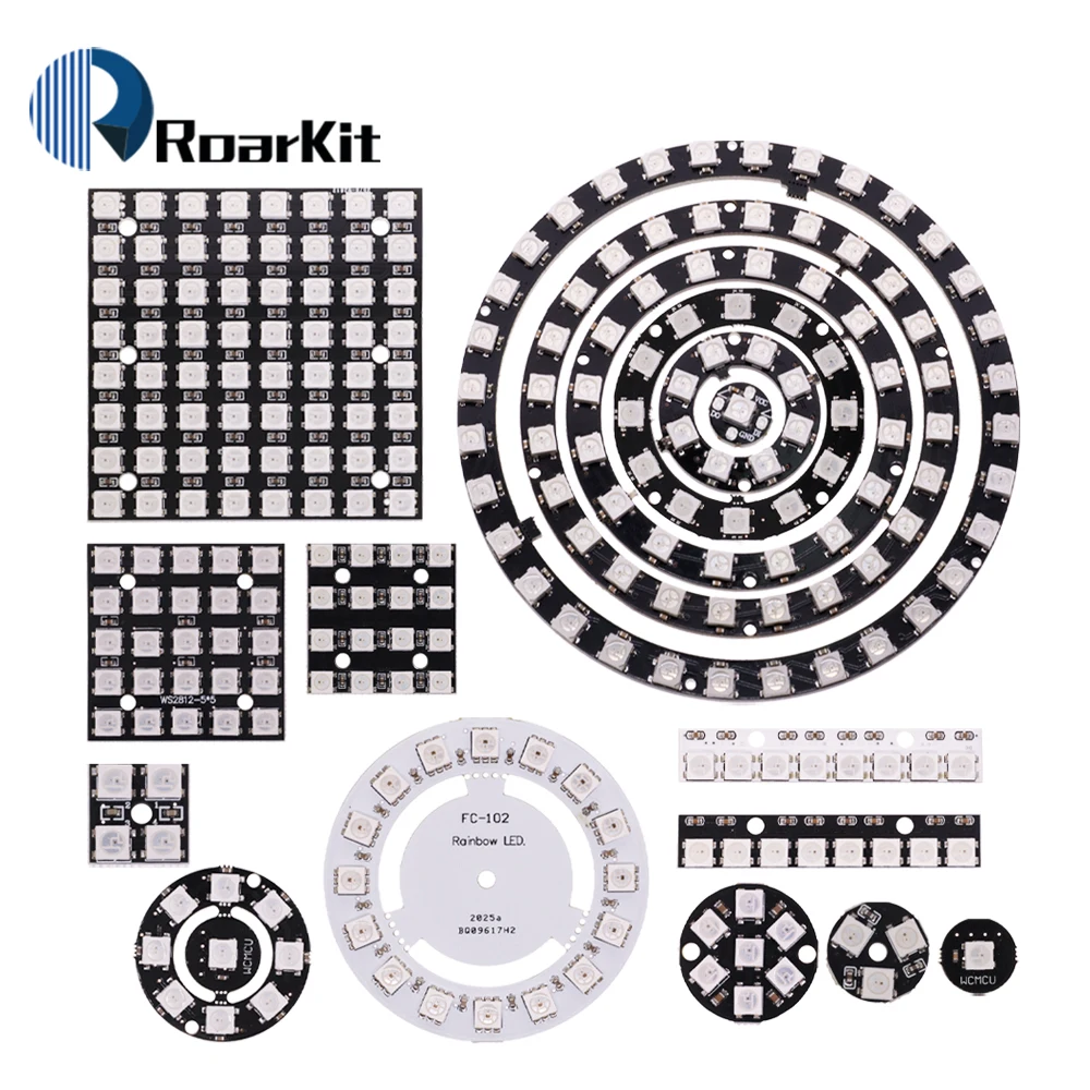 Кольцо светодиодное, RGB, 1, 3, 4, 7, 8, 9, 12, 16, 24, 32 битсветодиодный, s WS2812, 5050