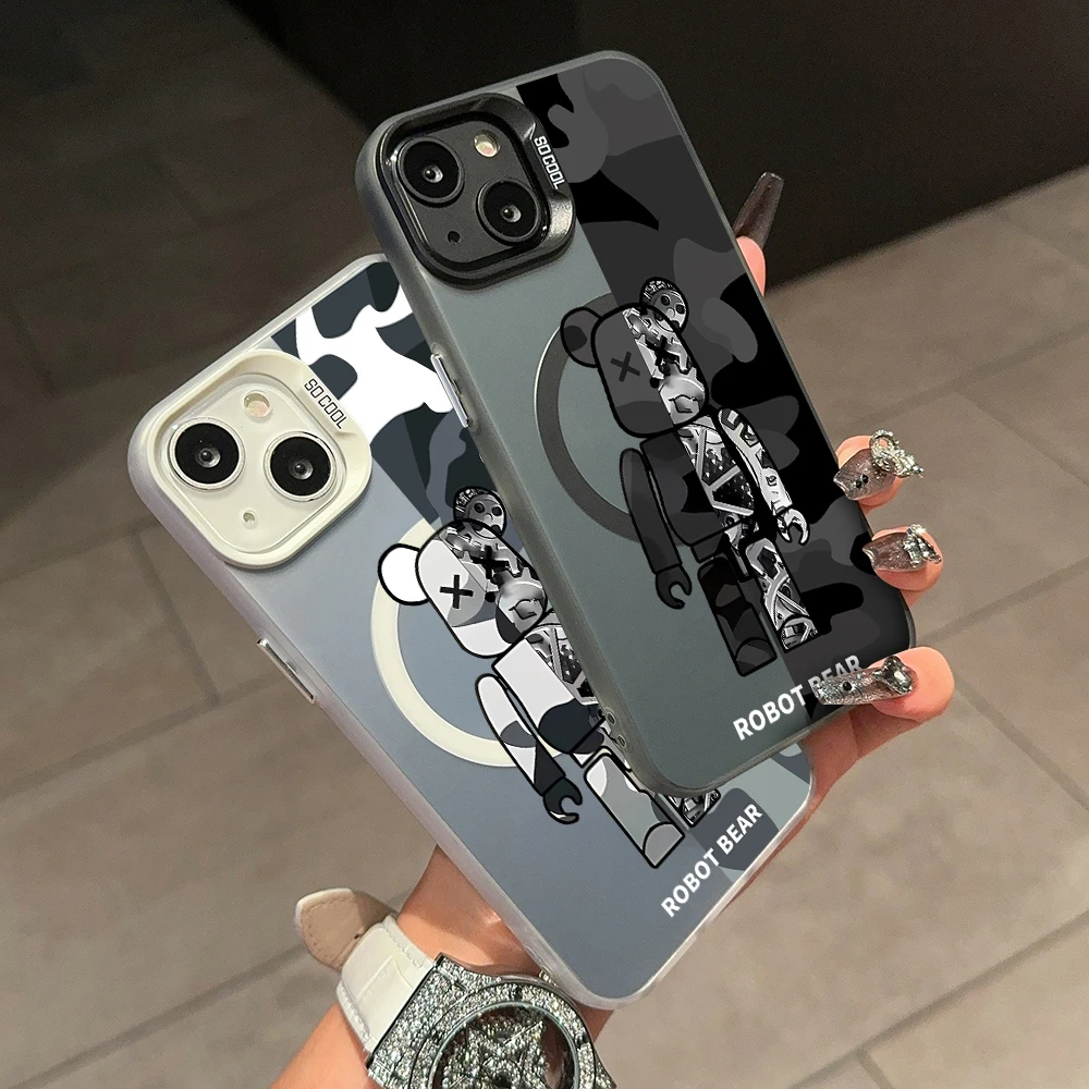 Роскошный брендовый Магнитный чехол Magsafe с роботом для телефона IPhone 11 12 13 14 15 16 Pro