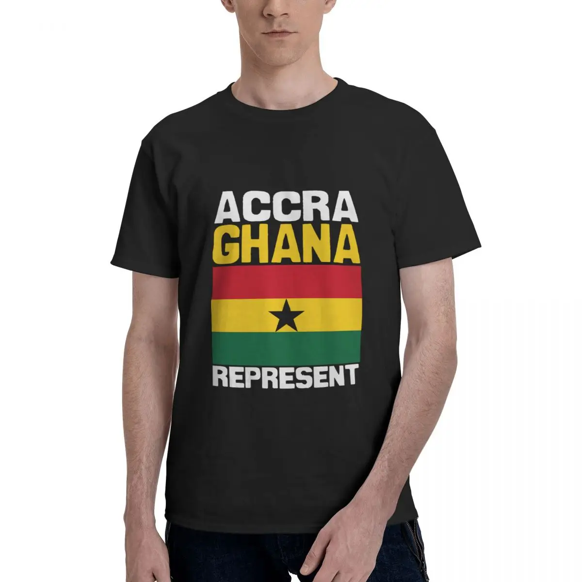 

Man Ghana Represent Long home Black Men's Basic Short Sleeve T-Shirt Funny shirt European size