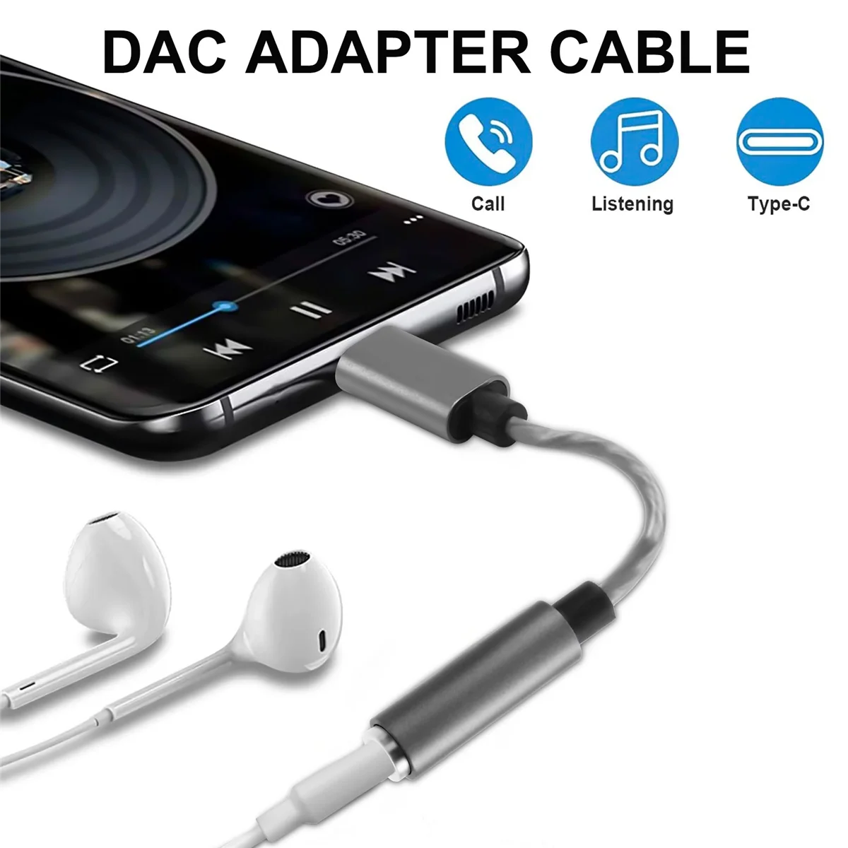 Адаптер DAC 32 бит 3 5 кГц Realtek ALC5686 USB к 384 мм для наушников SAMSUNG Smartphone (серый)