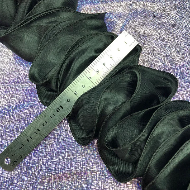 5 ярдов плиссированная отделка с рюшами блестящая атласная 3D кружевная ткань