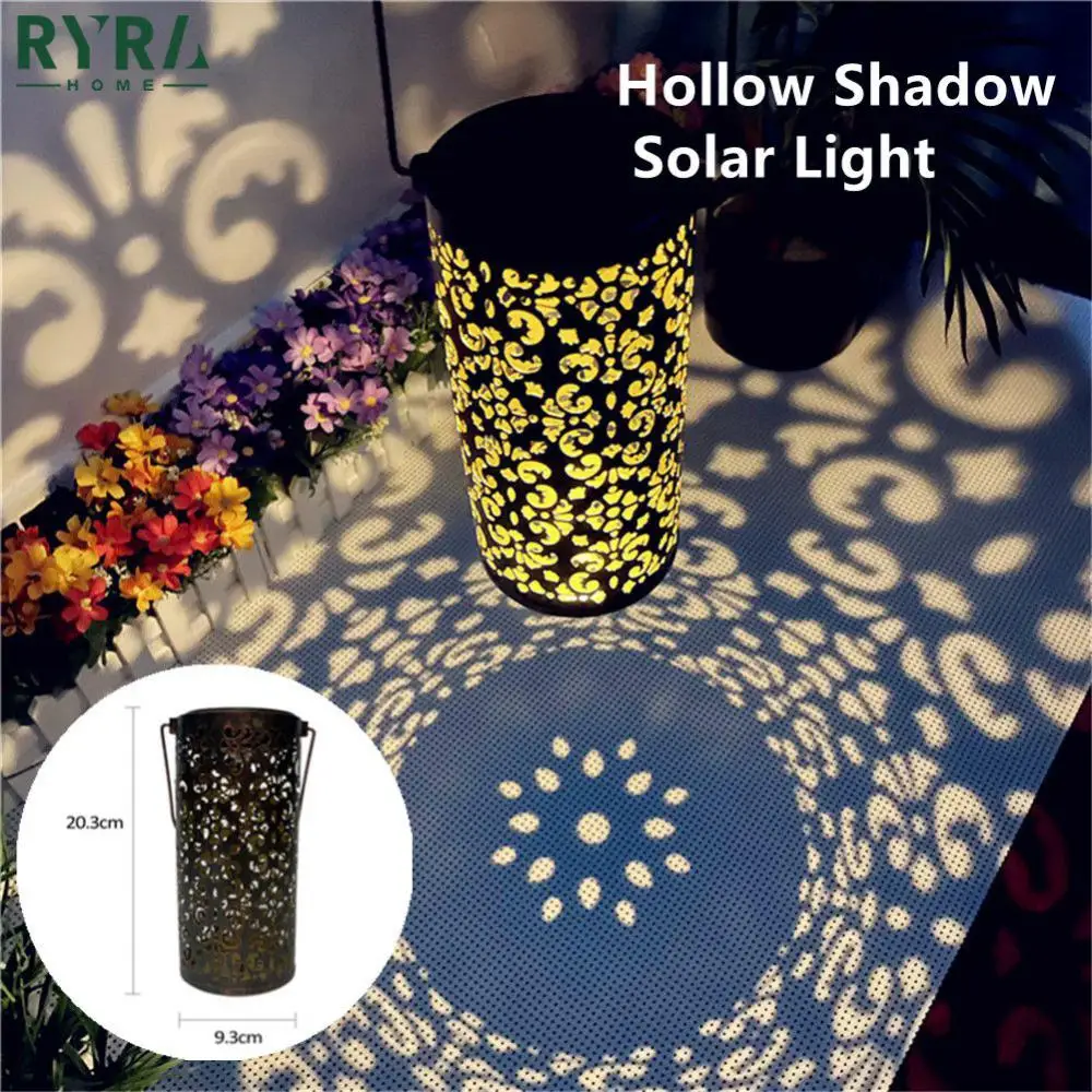 

Outdoor Waterproof Solar Light Hollow Shadow Projection Out Lawn Lamp Hanging Lantern Art Garden Yard Patio Park Decorative Lamp
