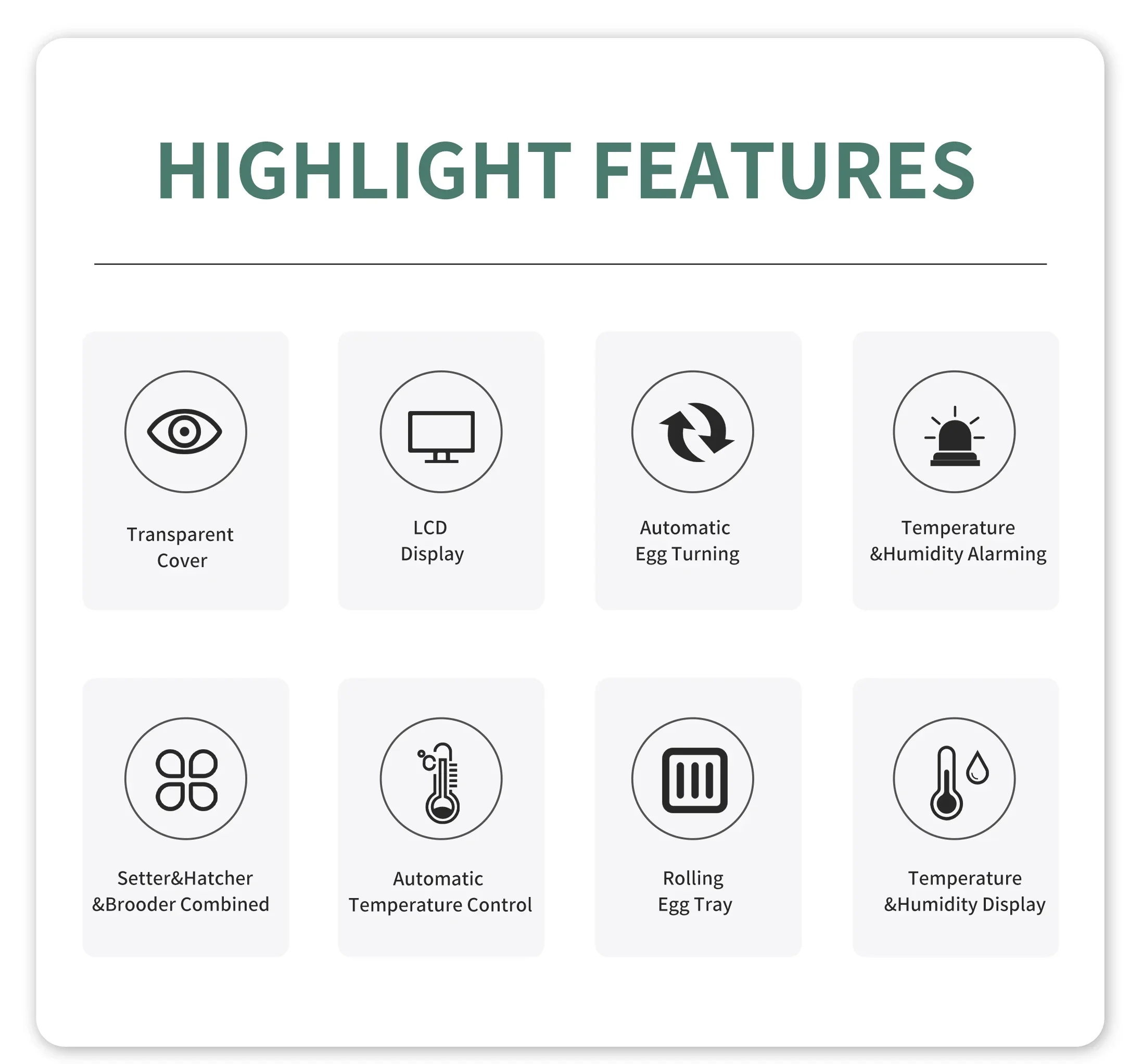 WONEGG новый цветной полностью автоматический инкубатор для яиц курицы