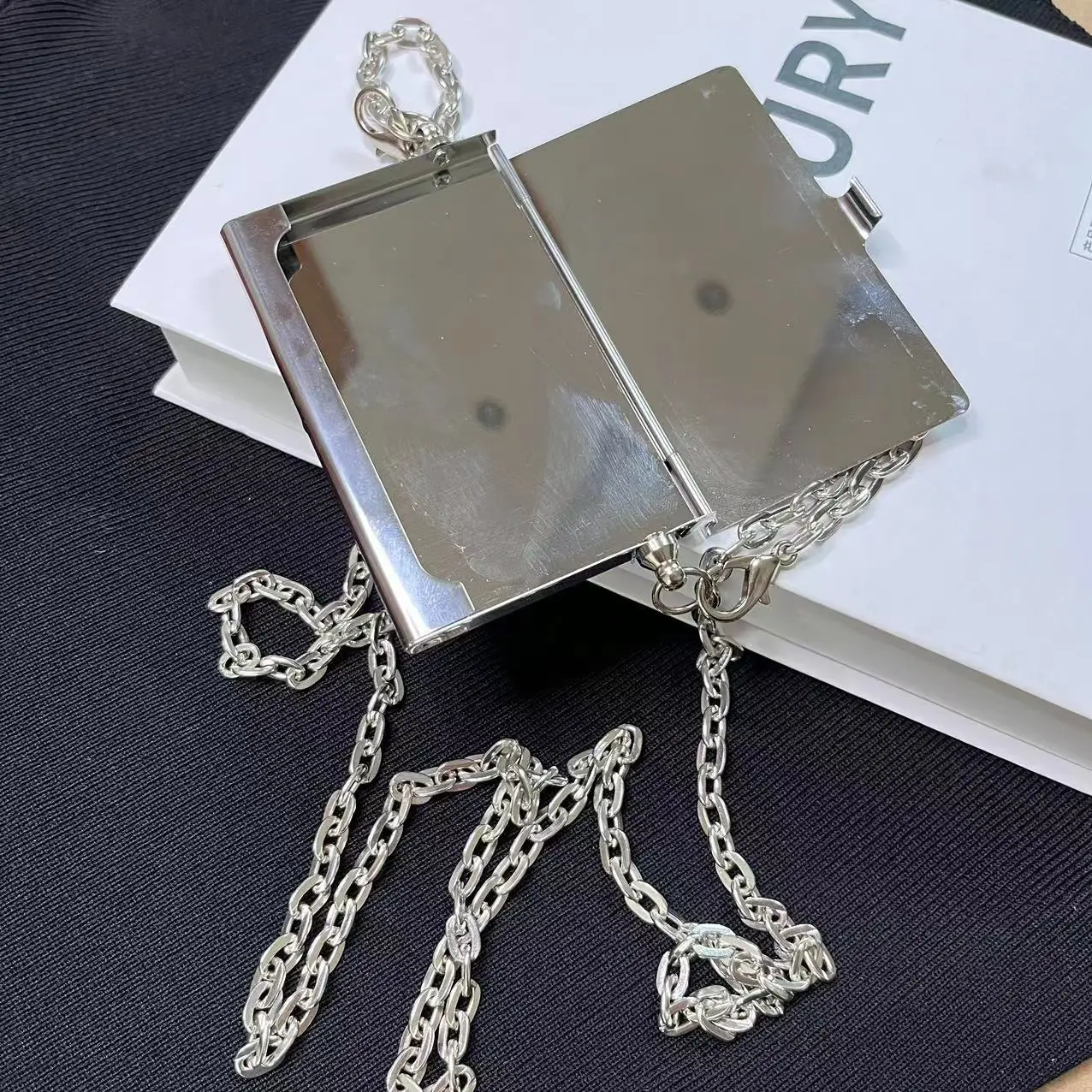 Новинка 2024 сумка через плечо для карт женщин металлическая визитница зажим на