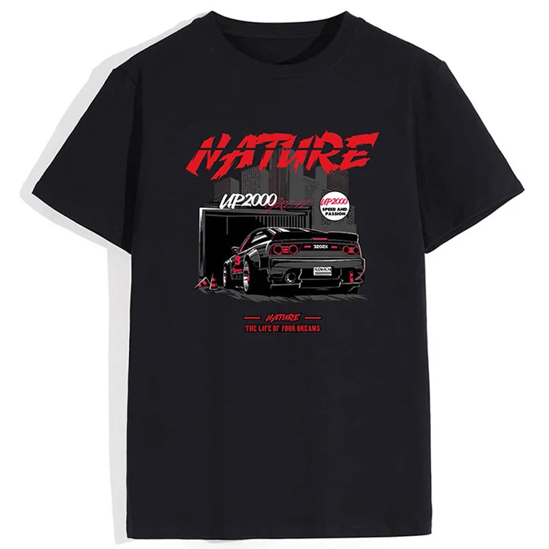 

Мужская хлопковая футболка с коротким рукавом, черная Повседневная футболка с принтом для гонок, лето 2022