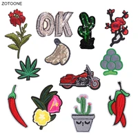 zotoone iron on sequin flower cactus motorcycle patches for clothing sew on heat transfer diy embroidered application fabric g