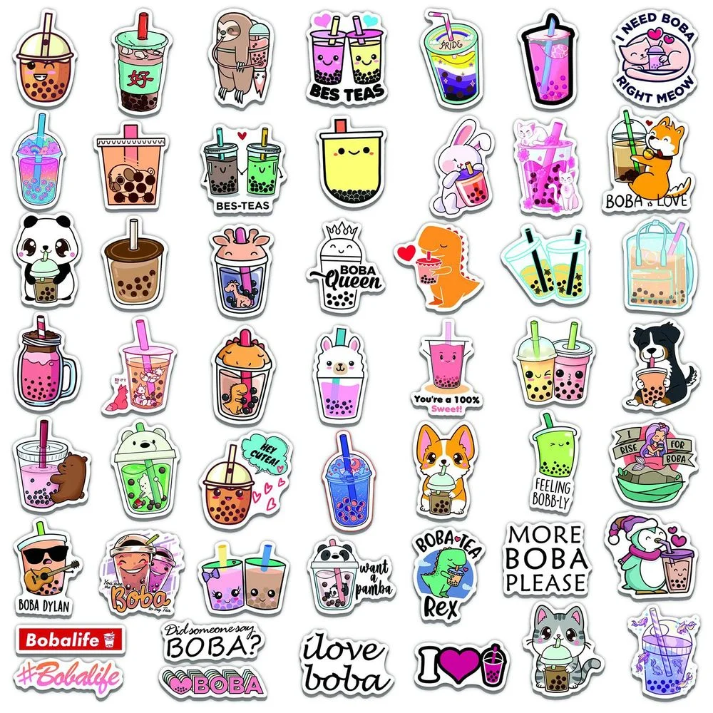 50/100PCS Cute Cartoon Pearl Milk Tea Stickers Pack for Girl Boba Bubble Teas Decal Sticker To DIY Stationery Luggage Laptop images - 6
