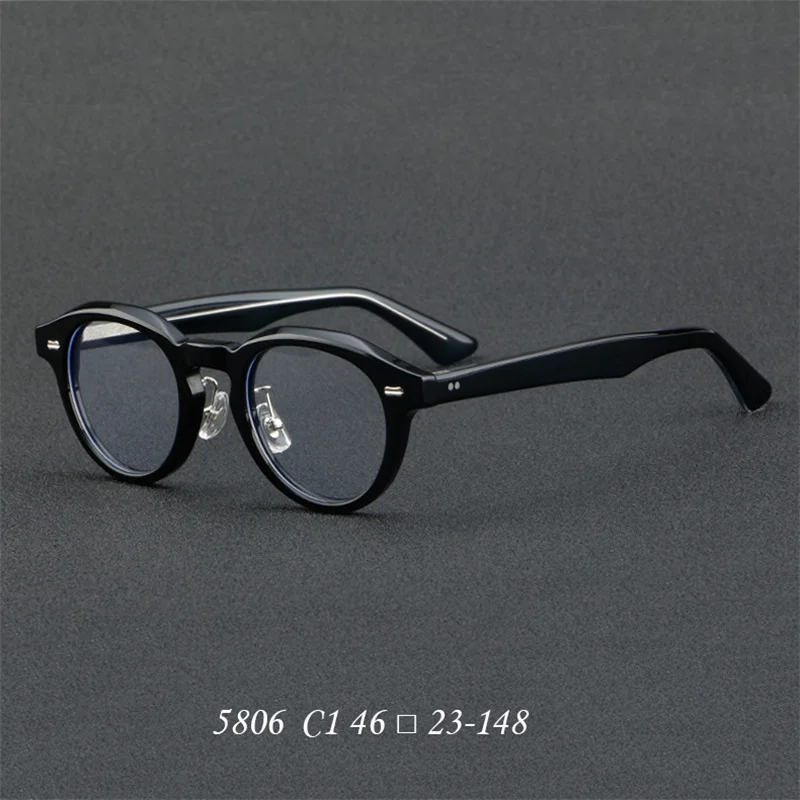 

ELECCION Retro Acetate Glasses Frame Men Women Optical Myopia Eyeglasses Round Spectacle Frame Black Gray Tortoiseshell Color