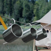 picnic outdoor water cup portable coffee cup stainless steel double layer mountaineering buckle cup camping tea cup mug