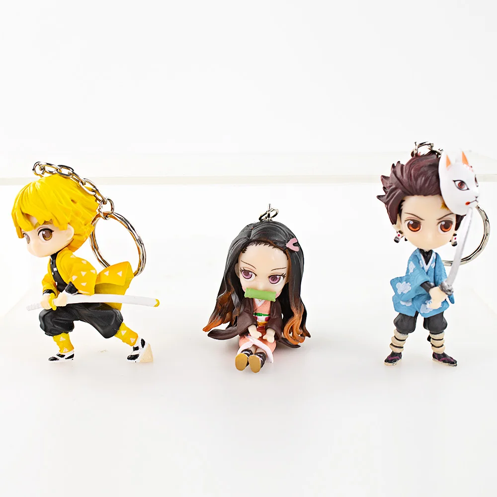 

3 Style 6.5cm Anime Demon Slayer Kamado Tanjirou Kimetsu No Yaiba Action Figure Keychain Kawaii Boy Kids Toy Gift
