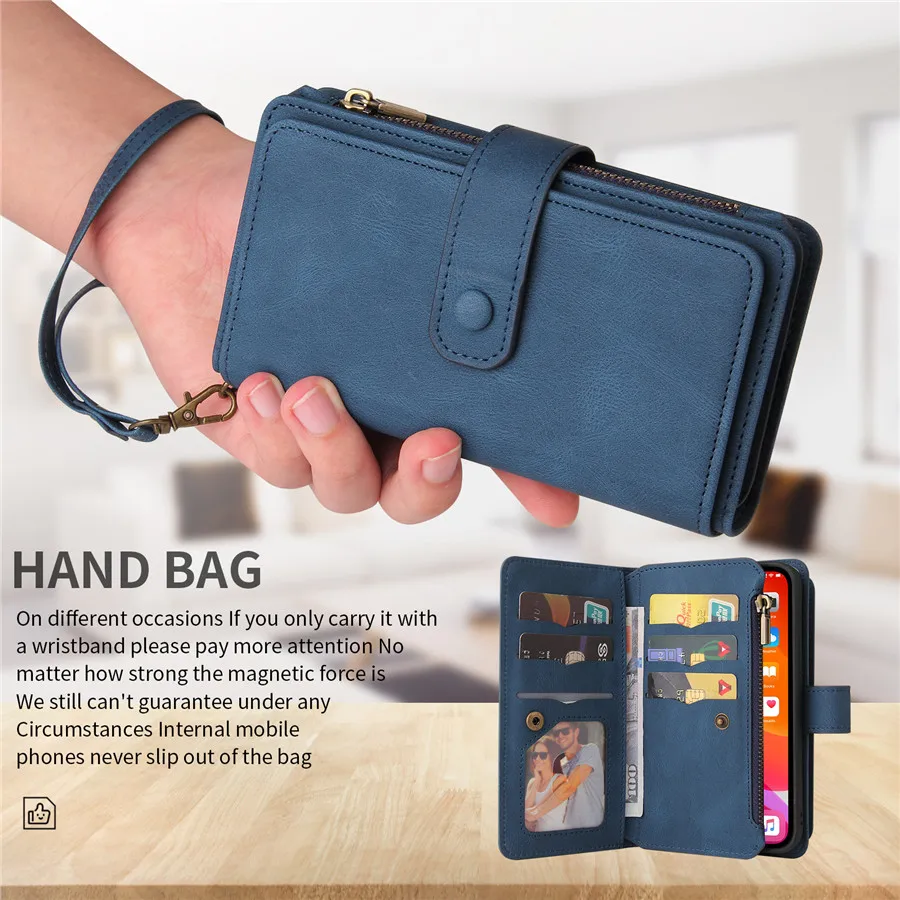 Flip Case for Oneplus Nord N20 N10 5G Multi 15-Card Zipper Leather Wallet Case One Plus Nord N200 Shell Nord N100 N 20 N10 Cover