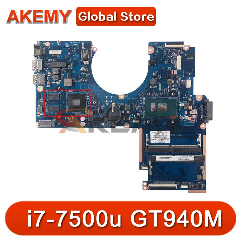 

Original for hp 15-au notebook motherboard with i7-7500u sr2zv 940M GPU DAG34AMB6D0 100%fully tested motherboard