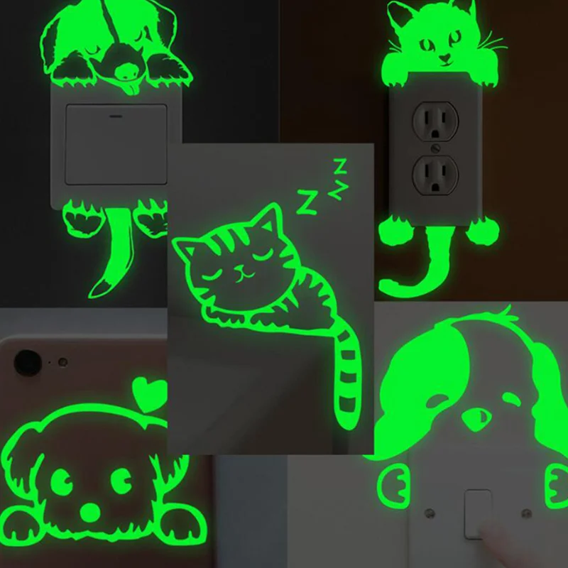 

Cartoon Cute Switch Paste Bathroom Children Babay Bedroom Wall Glow Stickers Glow In The Dark Stars Home Decoration Night Vision