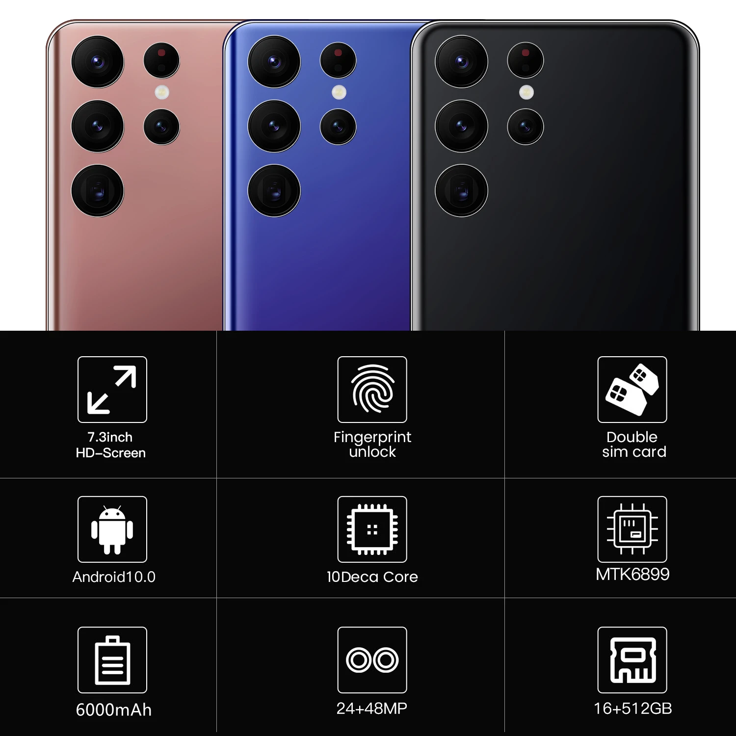 Смартфон глобальная версия S22 Ultra Android 7 3 дюйма 16 ГБ 512 разблокированные мобильные