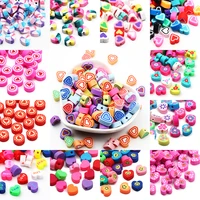 2050100pcs mixed style love heart shape polymer clay spacer beads for diy jewelry making couple necklace bracelet charm crafts