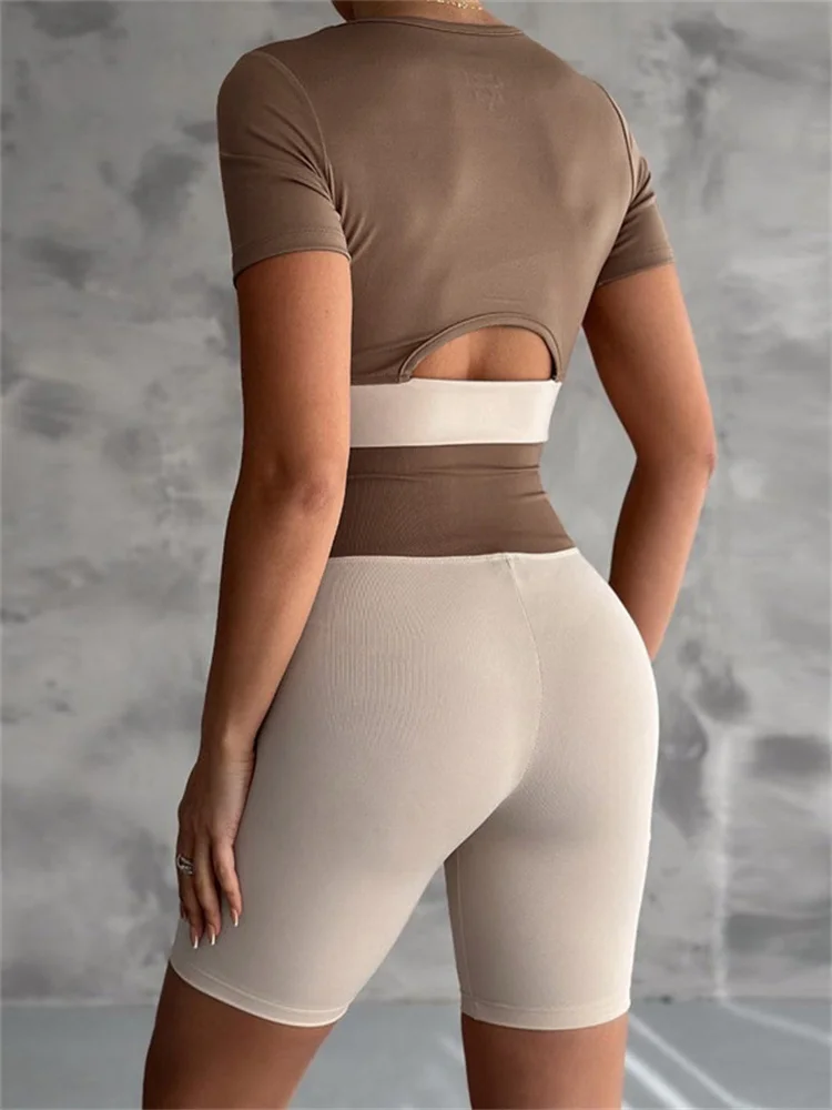 Tossy контрастный лоскутный комплект из 2 предметов шорты спортивный костюм