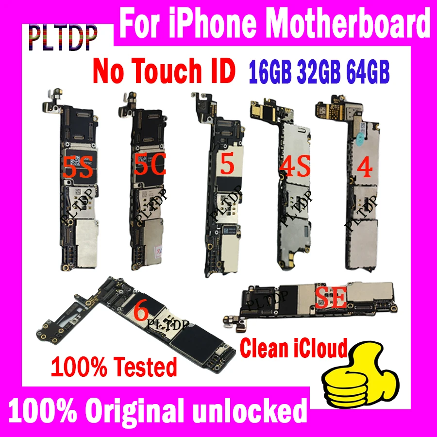ICloud-placa base Original para iphone 4, 4S, 5, 5C, 5S, SE, 6, 8GB/16GB /32GB, desbloqueo, placa lógica para iphone 4S con placa IOS