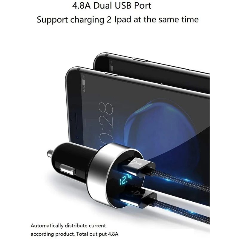 2 шт. автомобильное зарядное устройство с двумя USB-портами 4 8 А
