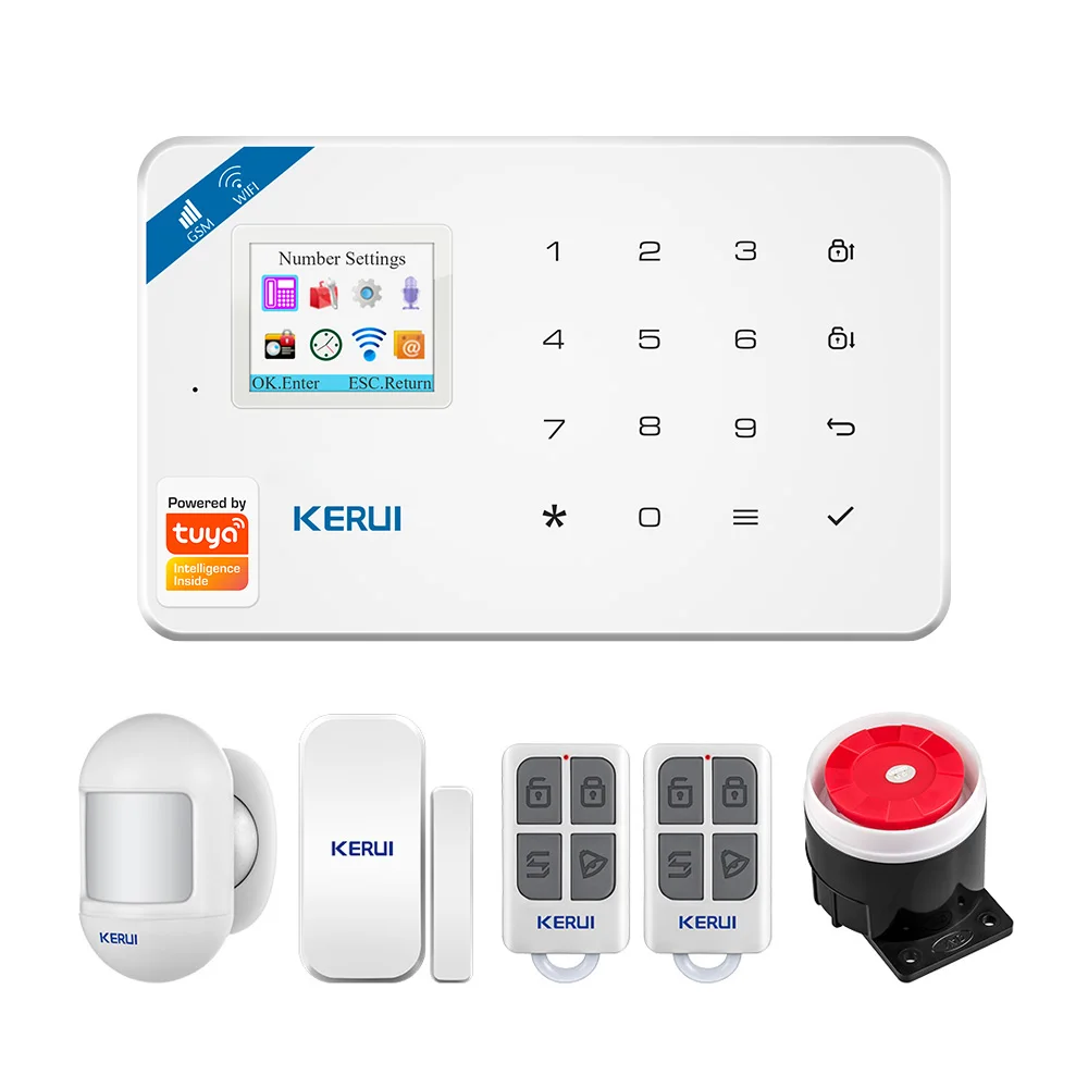 

Умная Система охранной сигнализации KERUI Tuya, Wi-Fi GSM, работает с Alexa Home, с датчиком движения, датчиком дыма, дверей, окон, IP-камерой