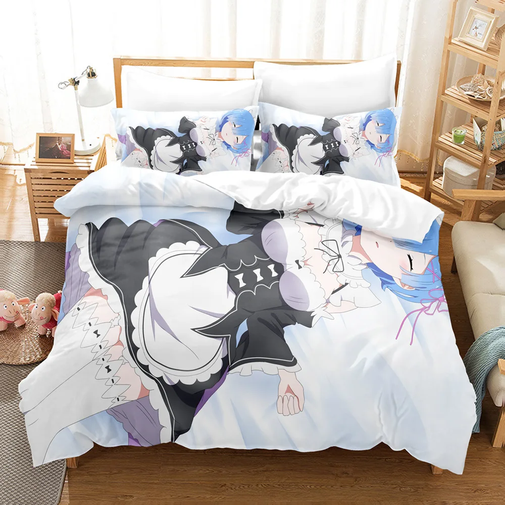 

Anime Re:Life in A Different World From Zero Duvet Cover Comforter Sets Cartoon Bedding Set Girls Figure Double Sheet Bedspreads