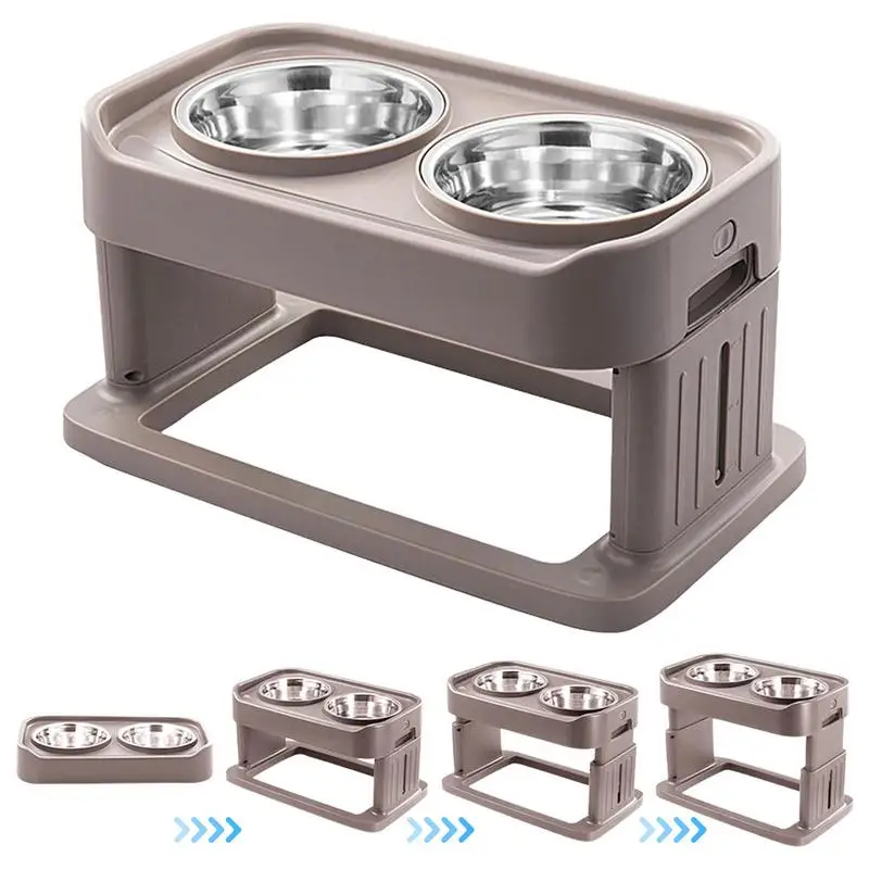 

Dog Bowls With Stand Adjustable Dog Food Bowls Elevated 3 Heights Dogs Raised Feeder Tall Dog Bowl Stand 2 Steel Dog Food Bowls