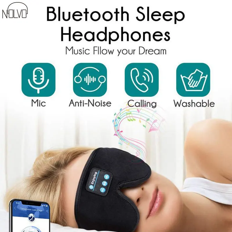 

Soft Elastic Comfortable Wireless Music Sleeping Bluetooth Headphones EarphonesEye Mask Bluetooth Headband Sleep Headphones
