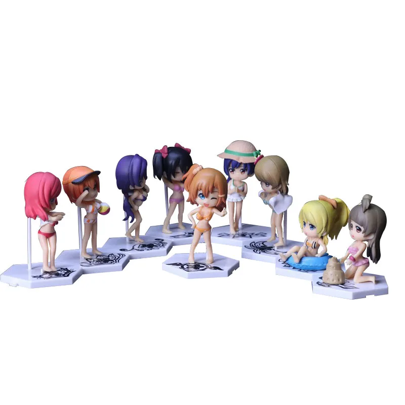 

9PCS/Set 9CM Anime Figure Love Live Q Version Kotori Minami Sonoda Umi Honoka Sexy Swimsuit Model Dolls Toy Gift Collect PVC