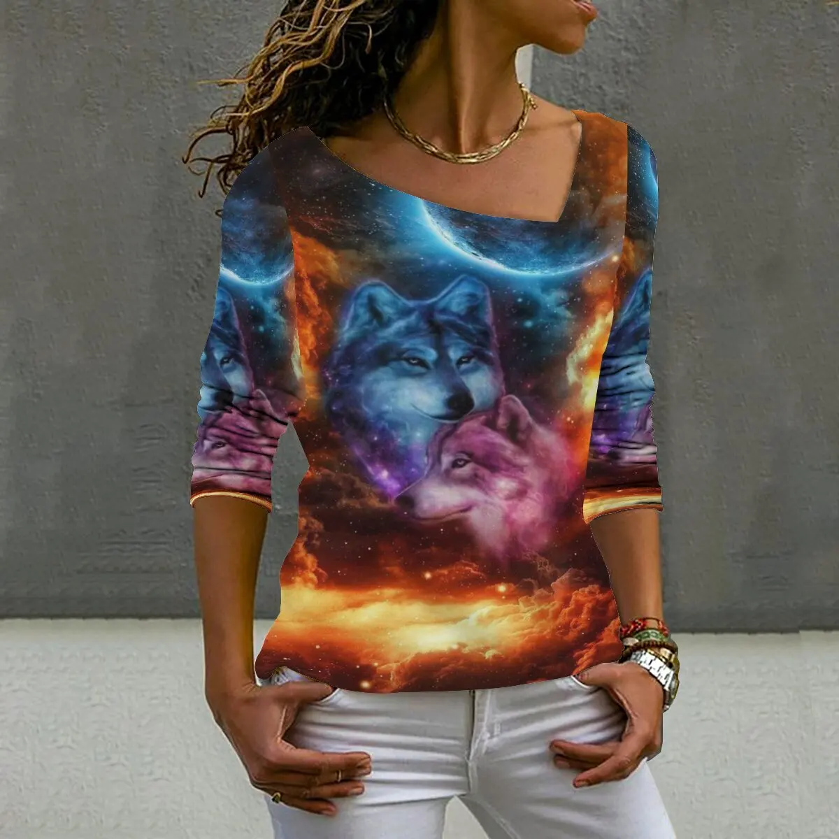 

Women's Long Sleeve Printed Comfortable Loose Plus Size Shirt Graphic T-Shirt