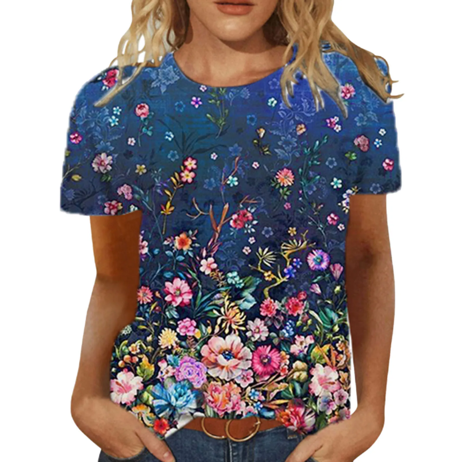 

Женская футболка с V-образным вырезом и принтом в Западном этническом стиле