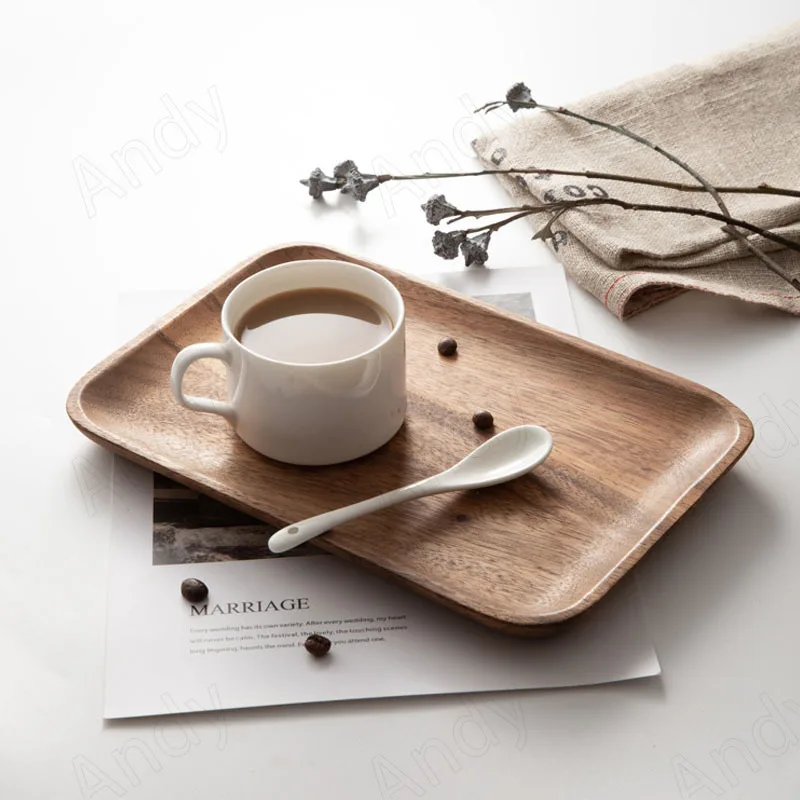 

Manual Wooden Storage Tray Modern Afternoon Tea Dessert Organizer Coffee Table Desktop Teacup Trays European Home Decoration