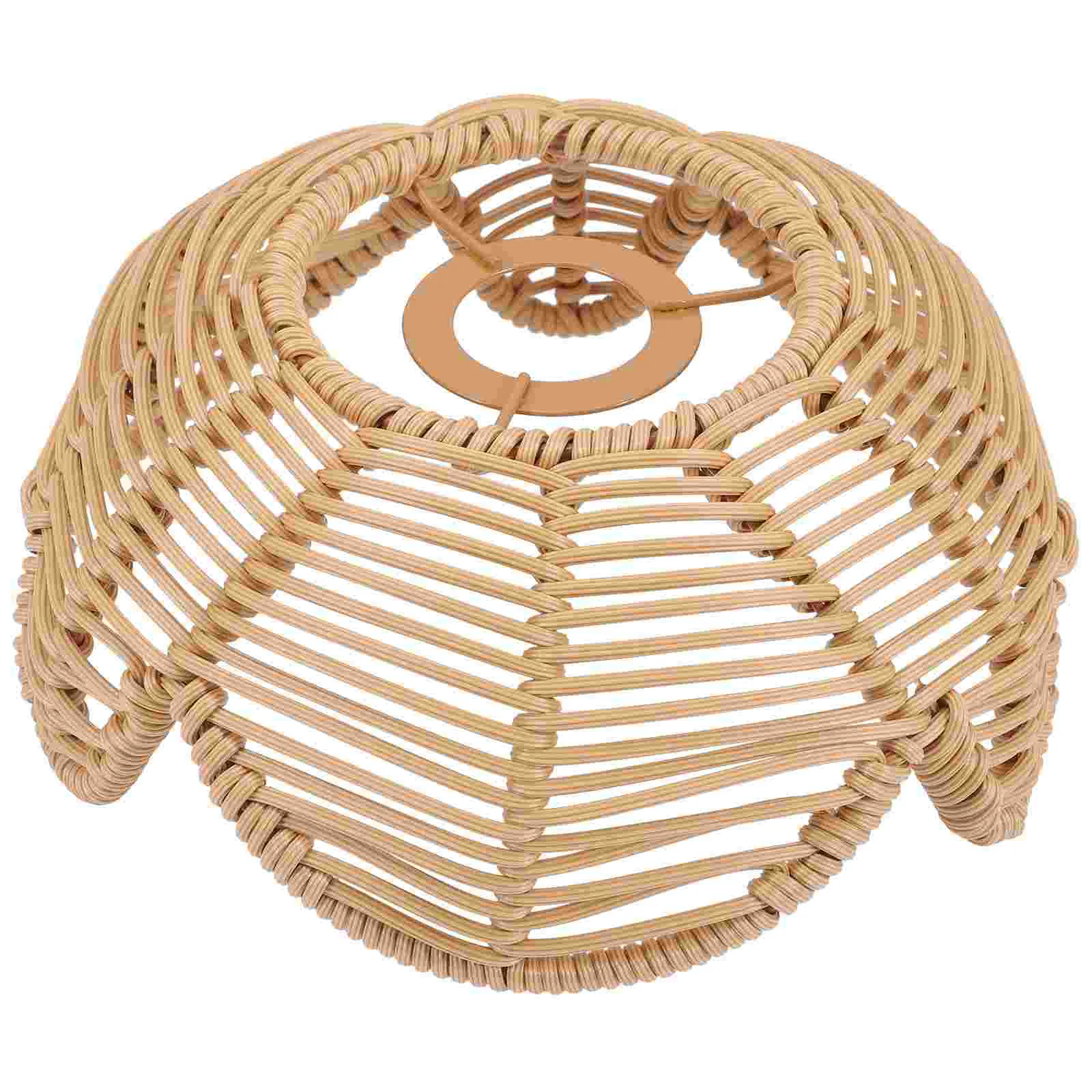 

Rattan Basket Lampshade Pendant Reusable Shades Restaurant Pastoral Style Cover Ceiling Lights Decorative
