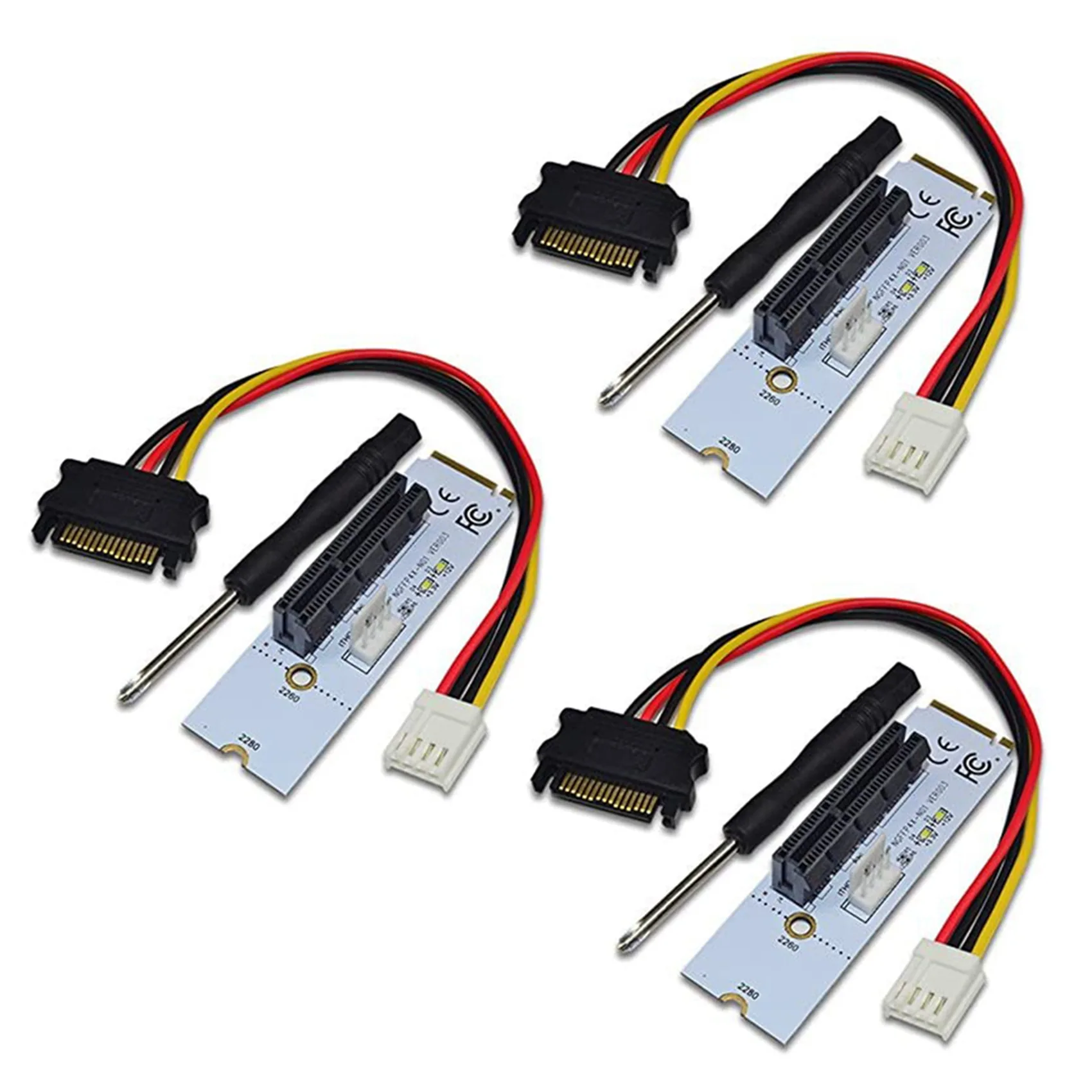 

3X NGFF M.2 до PCI-E 4X Райзер-карта M2 Key M к Pcie X4 адаптер Светодиодный ным индикатором напряжения для майнинга биткоинов ETH