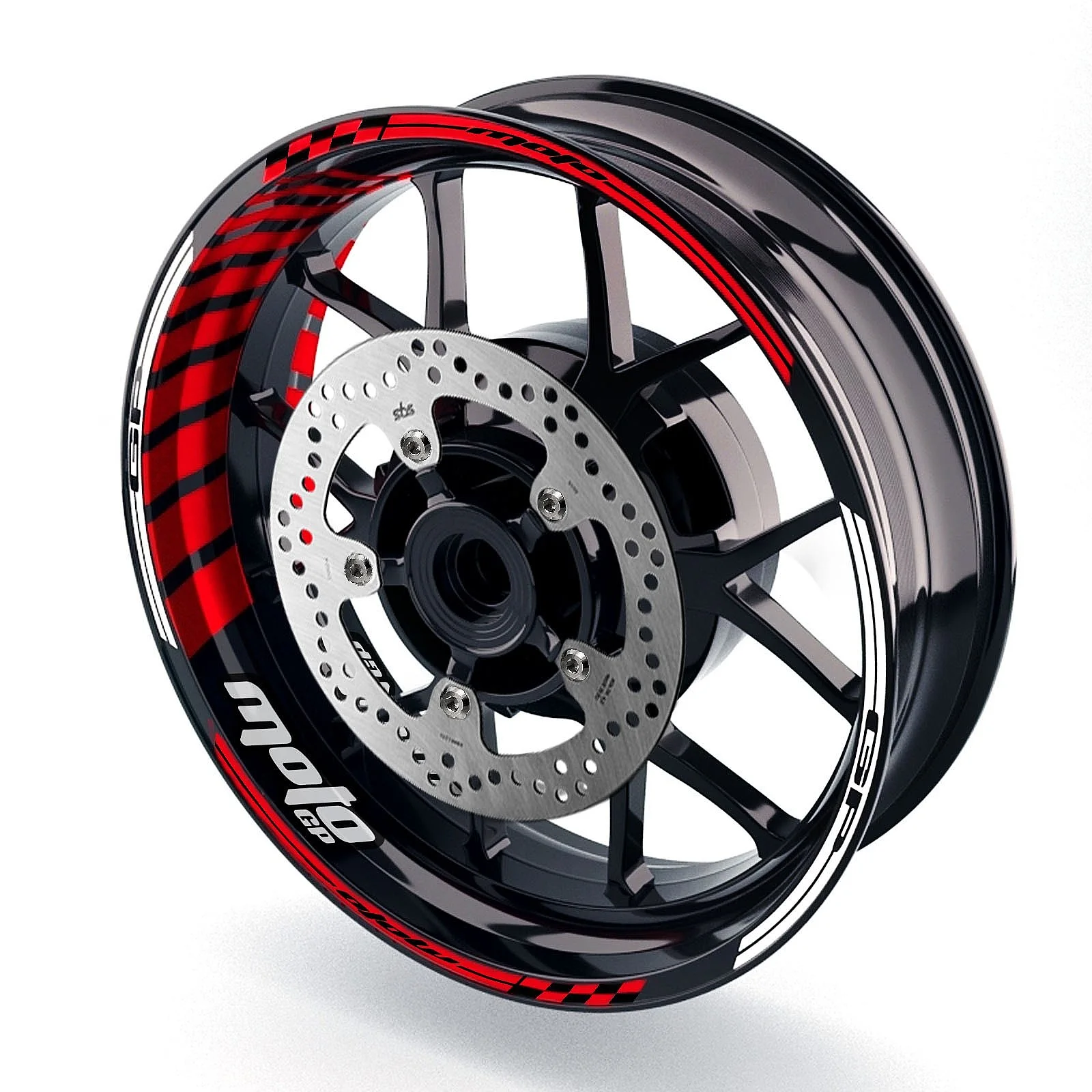 Фото Красные глянцевые наклейки на колесные диски 17 дюймов GP02 для Ninja ZX10R ZX1000 2021-2023 №2