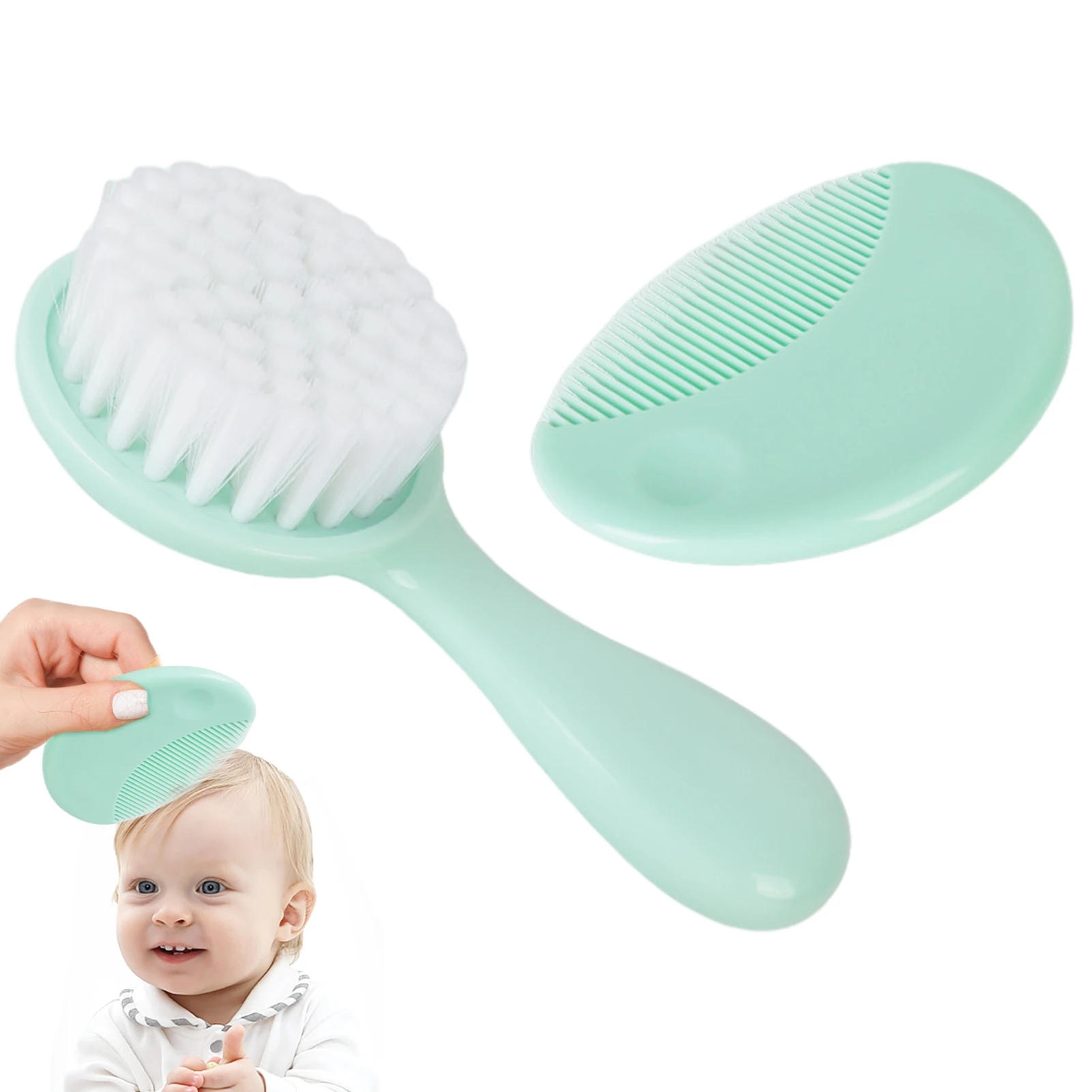 

Baby Hair Brush And Comb Set Safe Brush And Comb For Newborns Toddlers Perfect Baby Shower Gift With Flat Smooth Surface