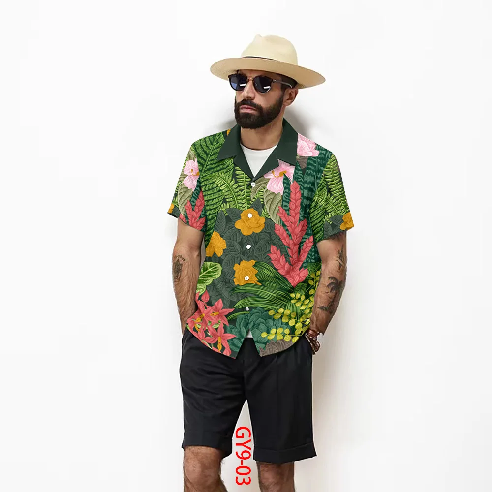 3D HD Printed Mens Sports Suit Hawaii Style Summer Men's Short-sleeved Shirt Cozy Polyester Tops Stylish Shorts Casual T-shirts